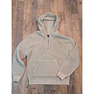 Pacsun Sherpa Fleece Quarter Zip Hoodie Pullover Womens Size S Light Biege